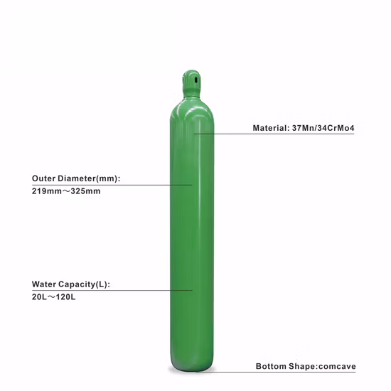 50L Seamless Steel Gas Cylinder Industrial Gas Cylinders for Argon/Nitrogen /Oxygen Gas Storage